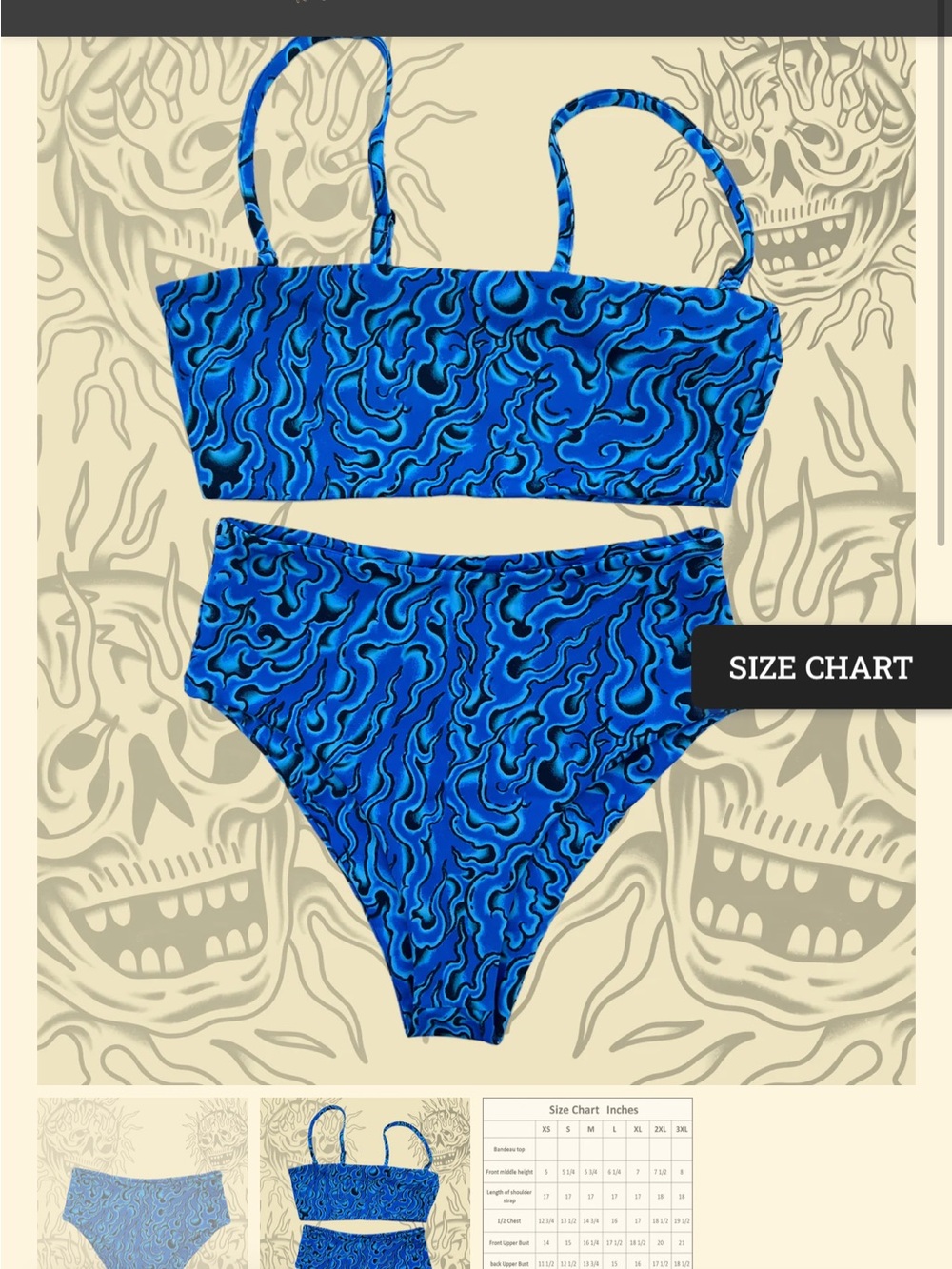 Blue Swirl High-Waist Bikini Set - Women's Swim